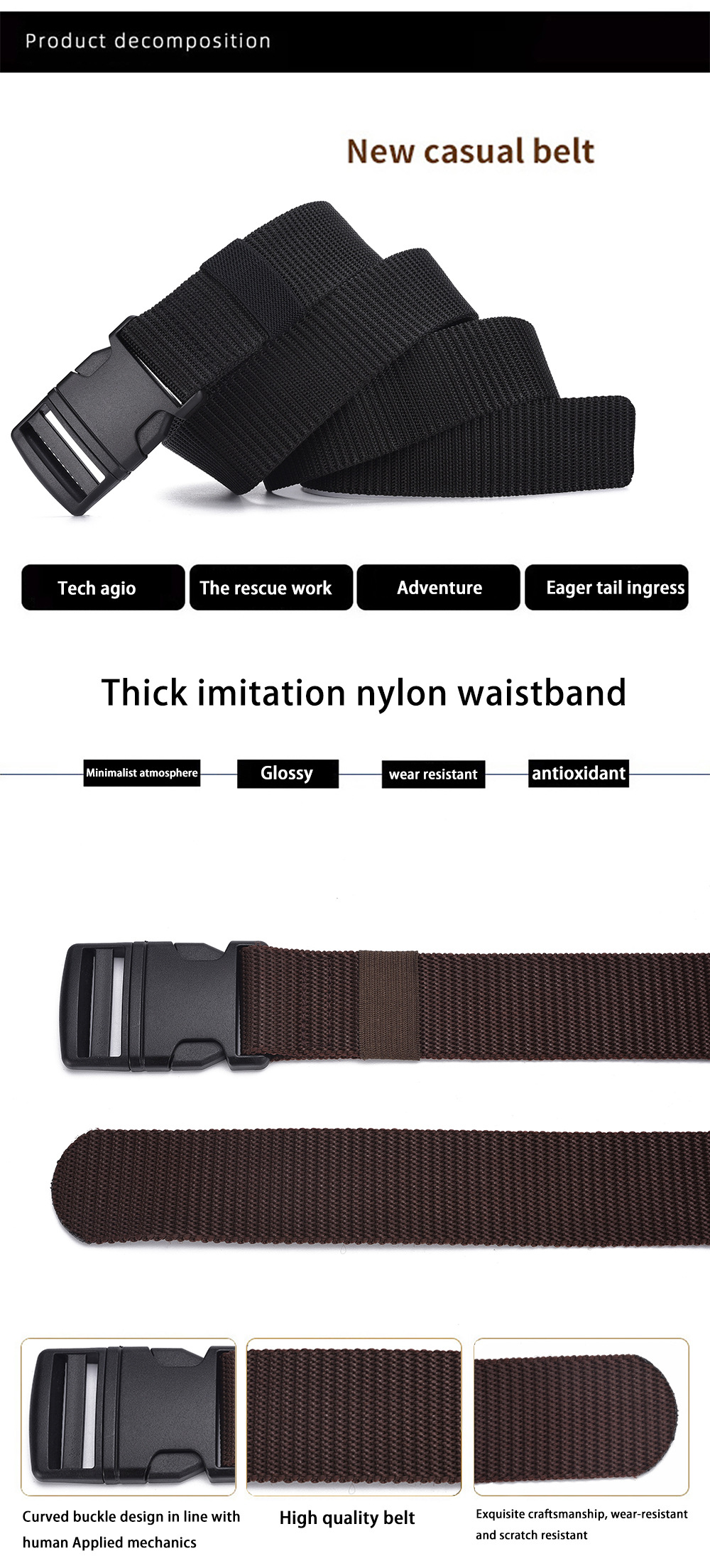 Solid Color Pattern Basic Solid Color Imitation Nylon Plastic Unisex Leather Belts