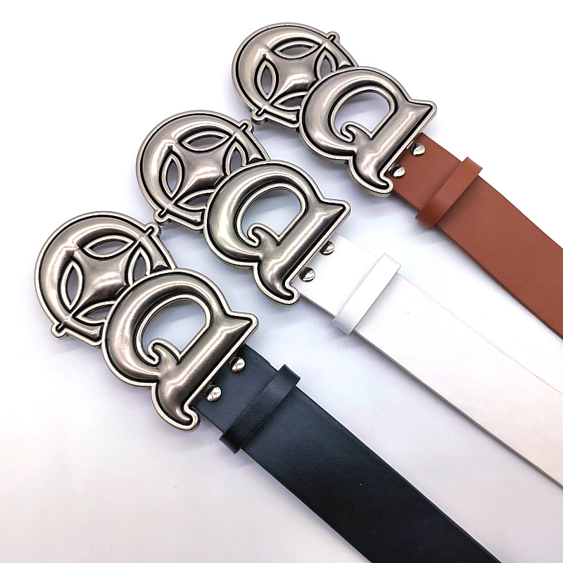 New Hot American Versatile Argento CQ Cintura nera semplice da donna Decorazione con fibbia in metallo Accessori per jeans_voghion.com