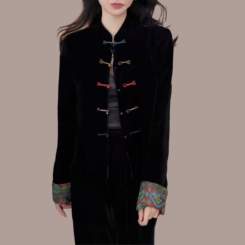双面双穿轻奢丝绒中式外套女2025秋季绝美复古桑蚕丝唐装上衣国潮|undefined