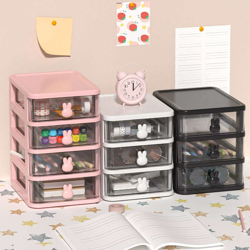 Office drawer desktop storage box mini storage cabinet plastic multi-layer dormitory stationery cosmetic storage E18