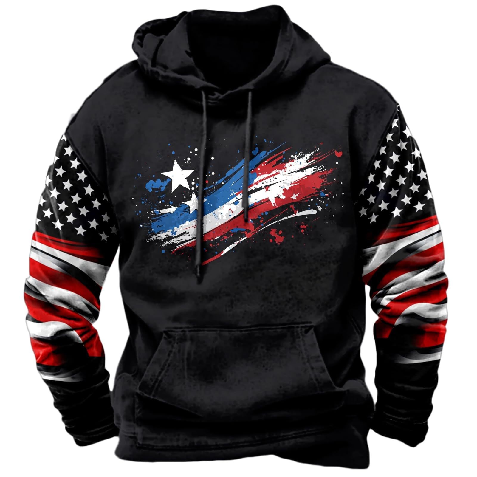 Transfronterizo 2025 nuevo estilo Amazon moda europea y americana casual patrón de estrella de cinco puntas suéter con capucha de manga larga MC15