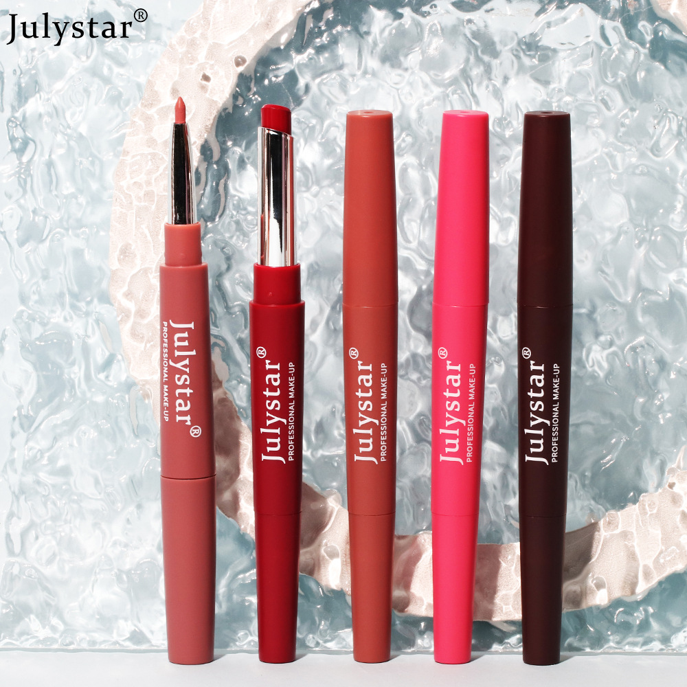 European and American cross-border double-headed red lip liner pens that do not fade or stick to the cup, pink rotating lipstick pens, wholesale of foreign trade cosmetics undefined