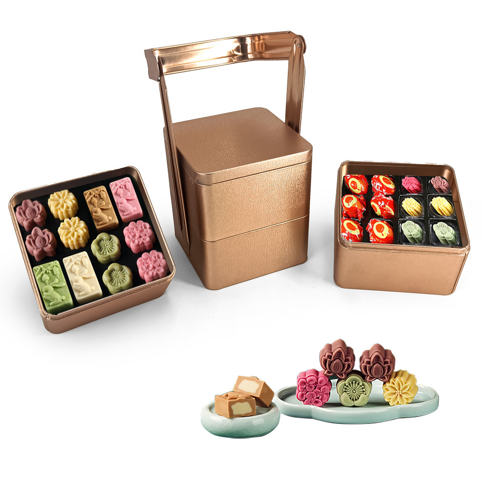 厂家直销正方形马口铁马卡龙点心礼盒多层手腕零食节日礼品包装罐