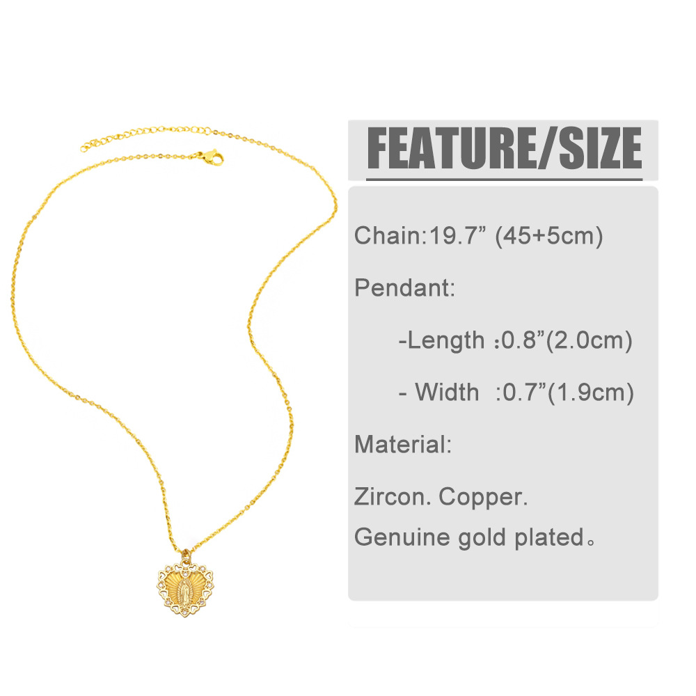 Fashion Heart Shape Copper Pendant Necklace Plating Zircon Copper Necklaces