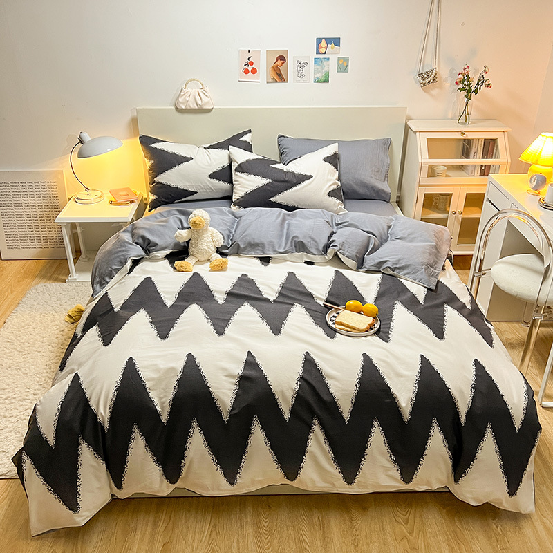Algodón de cuatro piezas de ropa de cama de algodón 2025, nuevo edredón de flores frescas, sábanas de dormitorio de tres piezas de cuatro estaciones