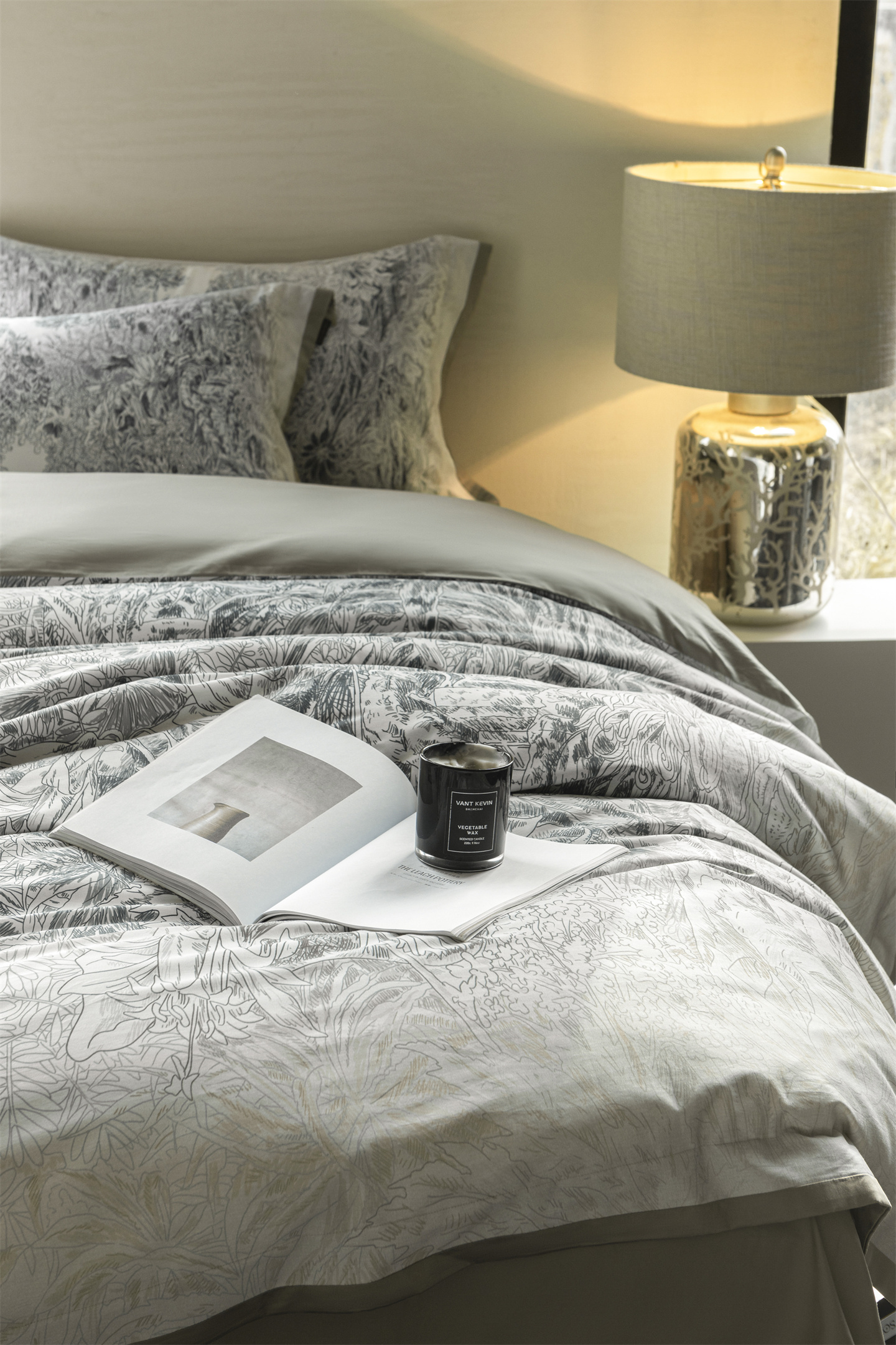 Conjunto de cama 4 peças em algodão elegante para homem_voghion.com