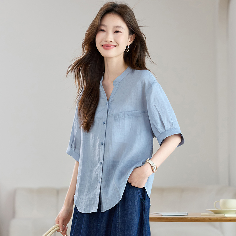 Summer comfortable elegant fresh solid color shirt