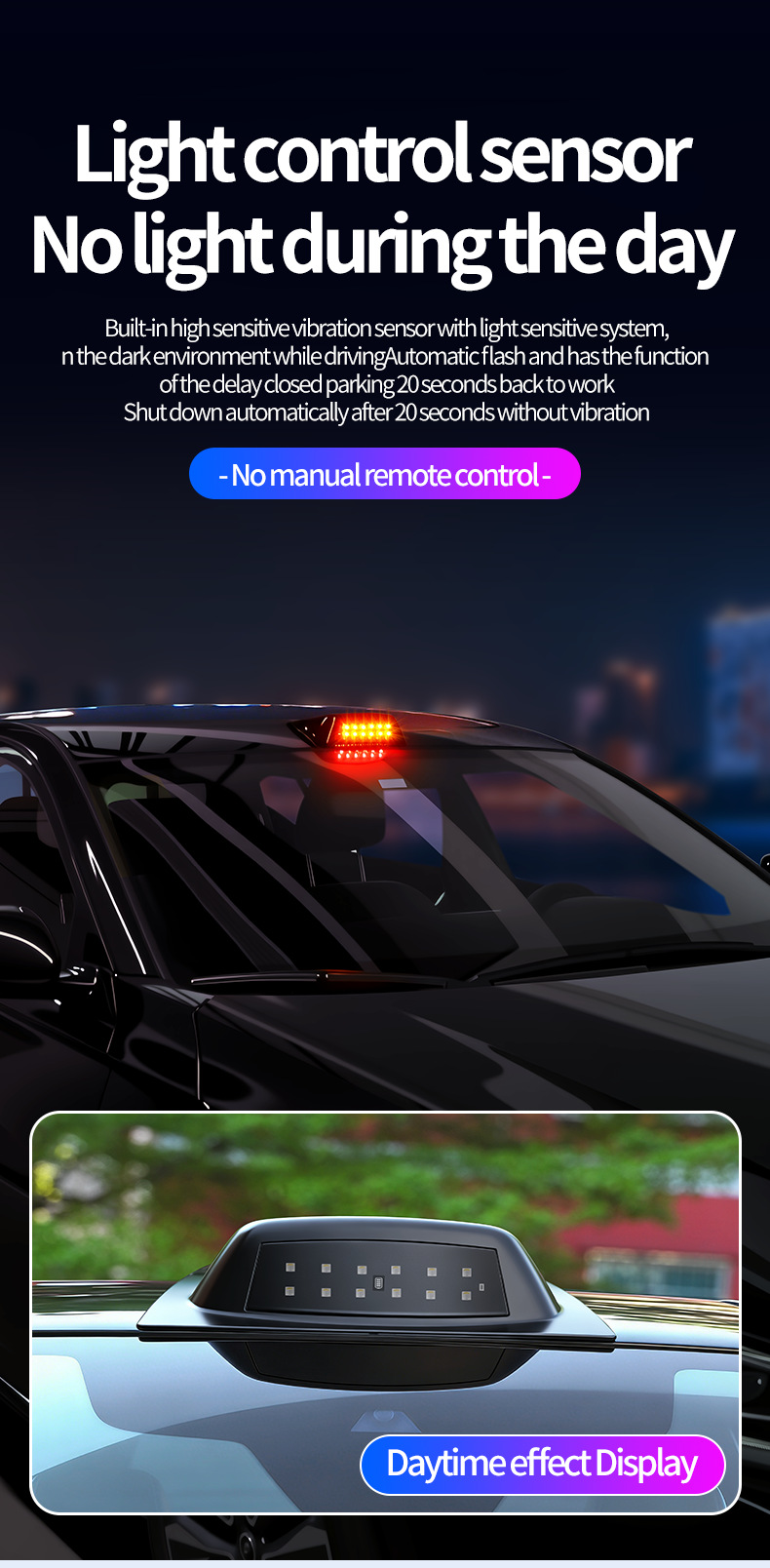 Cross-Border Solar-Powered Led Car Lights, Radar Cover Laser Lights, Vehicle-Mounted Warning Lights, Remote-Controlled Colorful Car Modification Lights