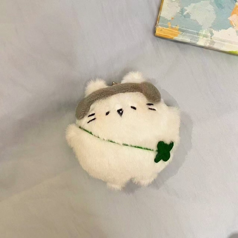 可爱胖嘟嘟小猫蛋四叶小猫玩偶毛绒挂件超包萌书钥匙扣挂饰|undefined
