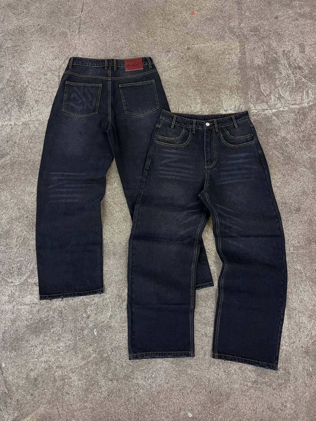 Europa y Estados Unidos transfronterizos estilo americano de alta calle de moda retro impresión personalidad callejera jeans casuales pantalones de piernas largas