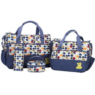 4-piece Bear Mummy Bag Backpack Large Capacity Maternal and Baby Bag Pregnant Hot Mom Travel Backpack Bag