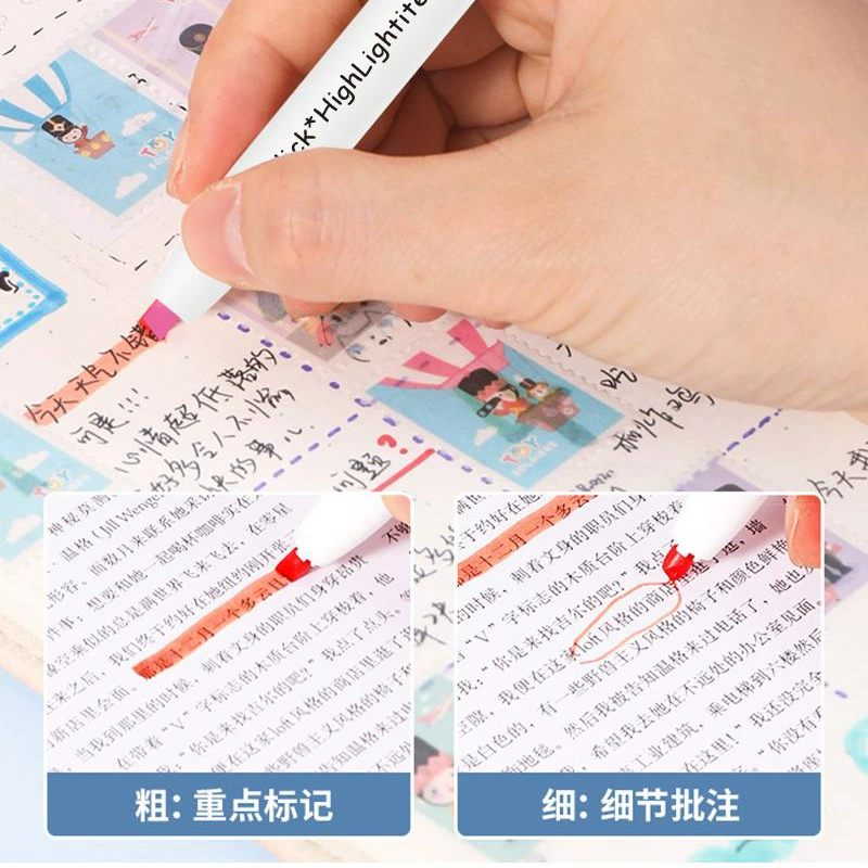 Colorful high-value press highlighter for students, large capacity, quick-drying, handbook notes, factory straight hair