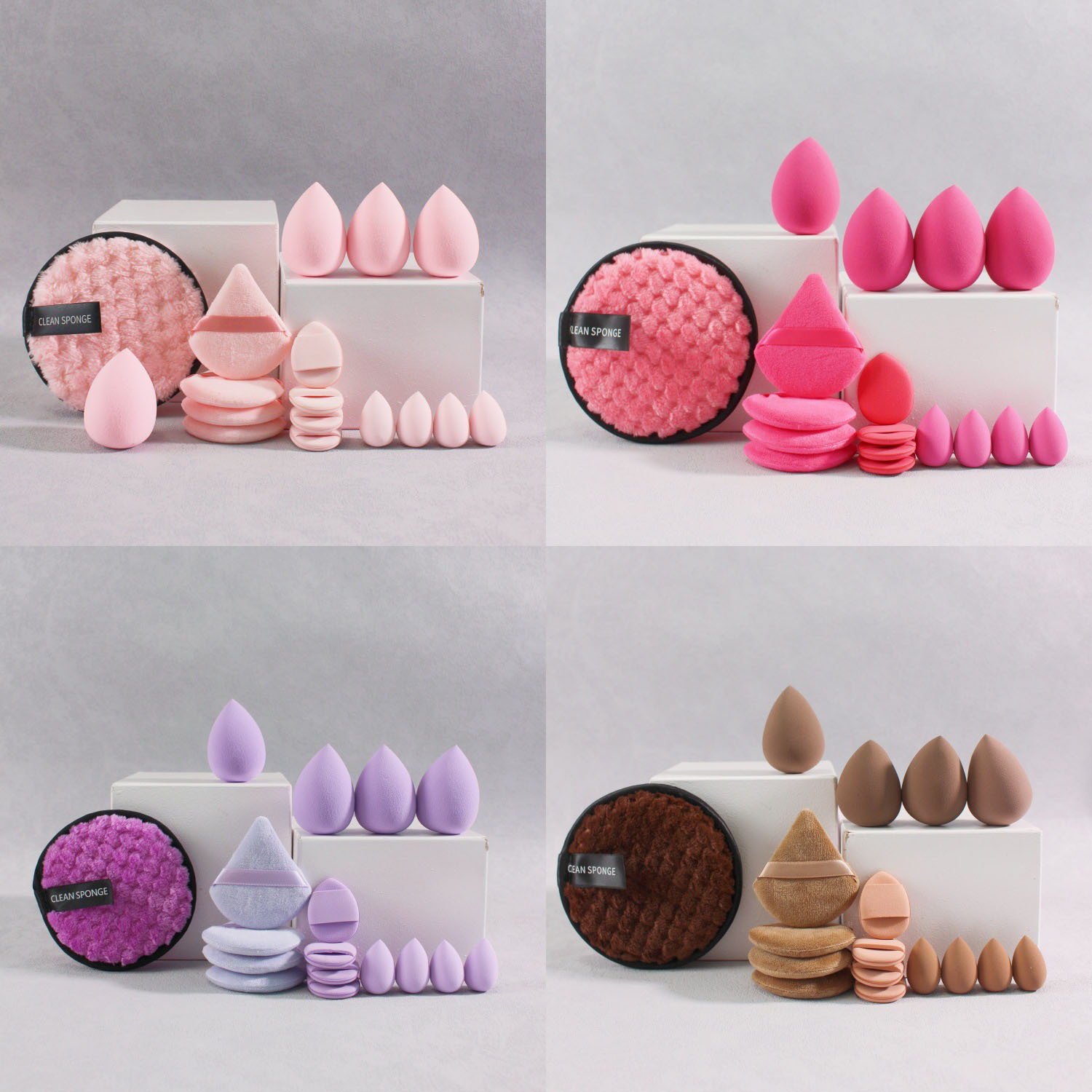 Explosiones transfronterizas de polvo de pulgar triángulo de coral vello muñeca arco conjunto de correa de cabello combinación de huevos de maquillaje image 6
