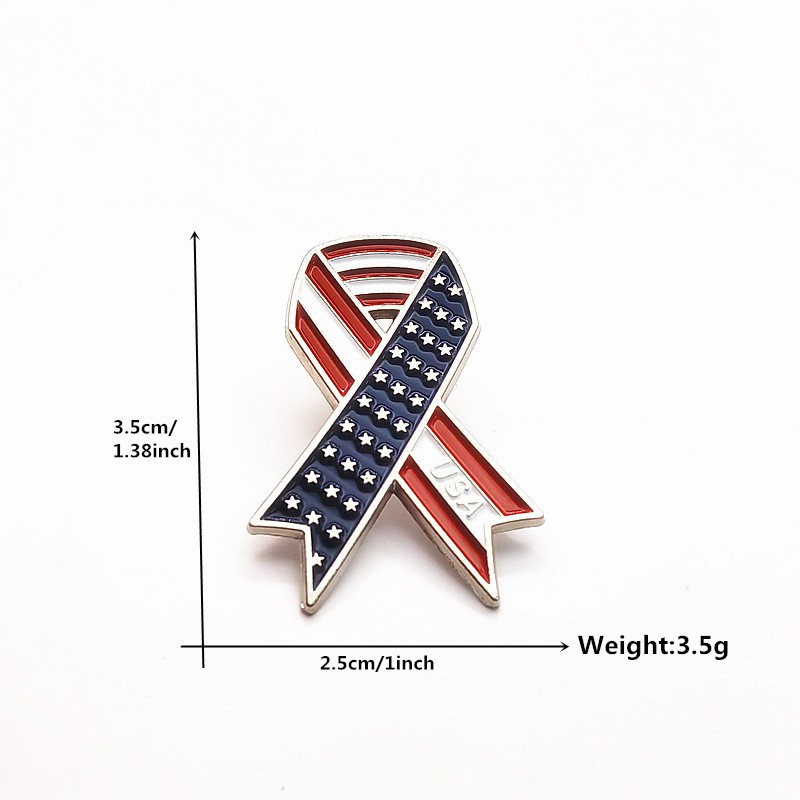 Brosă cu drapel american cu fundă și stea accesoriu modă_voghion.com