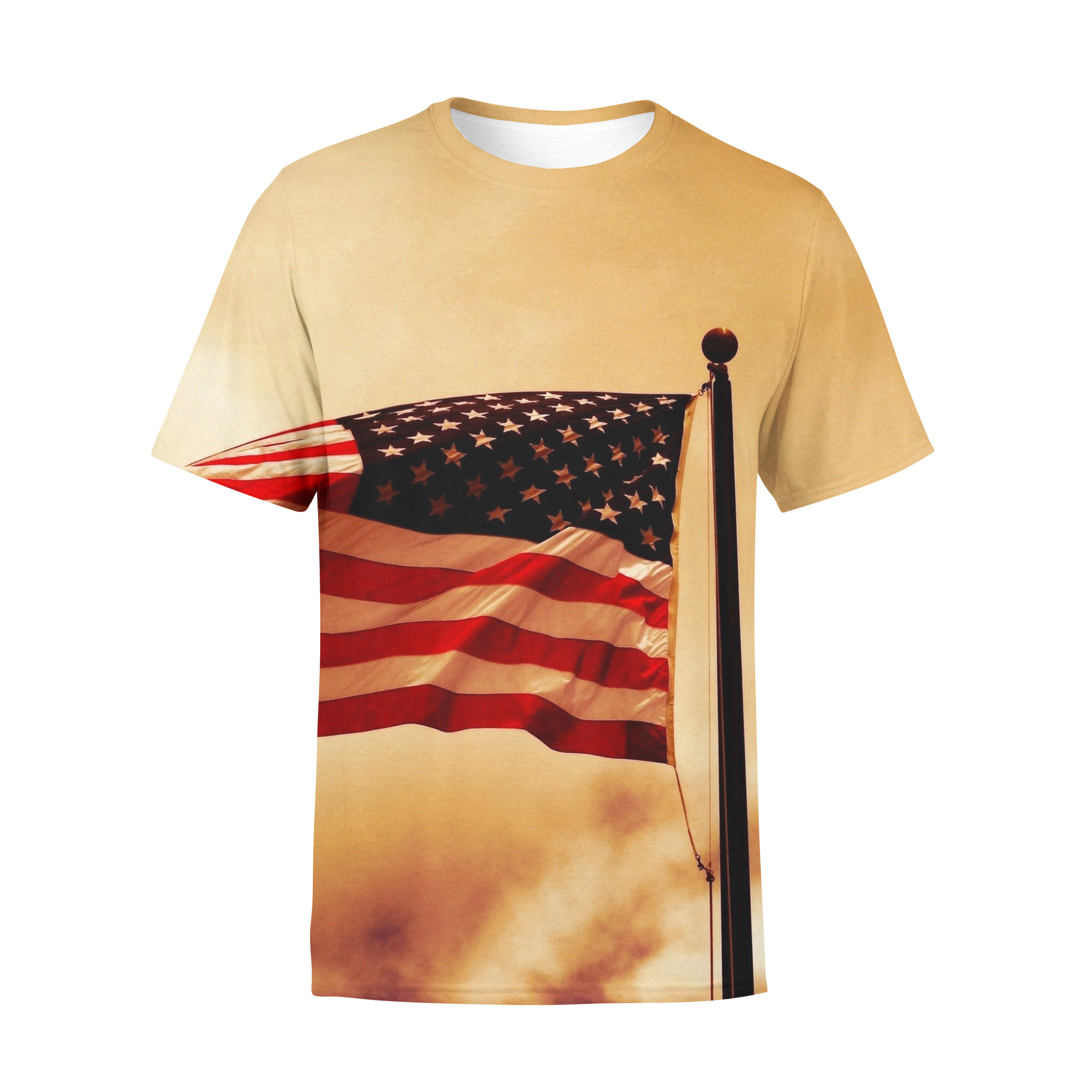 2022 verano nueva manga corta 3D Impresión digital bandera americana hombres y mujeres ropa camiseta suelta