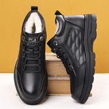 Прямые продажи с фабрики, зимние бархатные теплые хлопковые туфли для мужчин, повседневная мужская обувь для пап среднего возраста из натуральной кожи с высоким берцем и мягкой подошвой