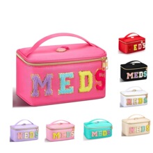 亚马逊跨境手提MEDS药箱刺绣字母化妆包高颜值收纳包旅行包洗漱包