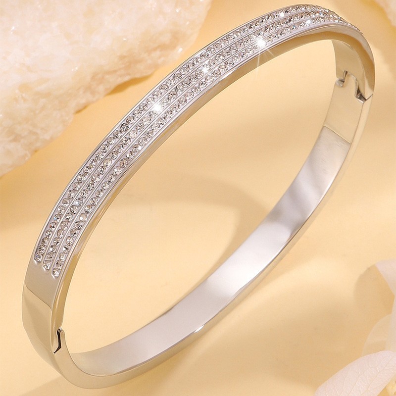 【123】SZ13-2 silver three-row diamond bracelet