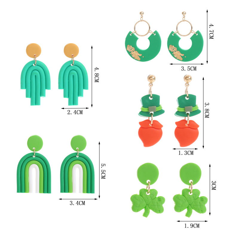 1 Pair Ethnic Style Geometric Soft Clay St. Patrick Women's Drop Earrings display picture 1