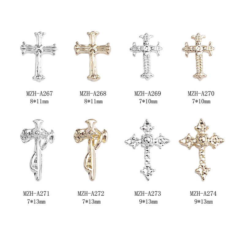 Nail Art Cross Jewelry Simple Crow Heart Gothic European and American Retro Punk Style Halloween Nail Art Jewelry Wholesale