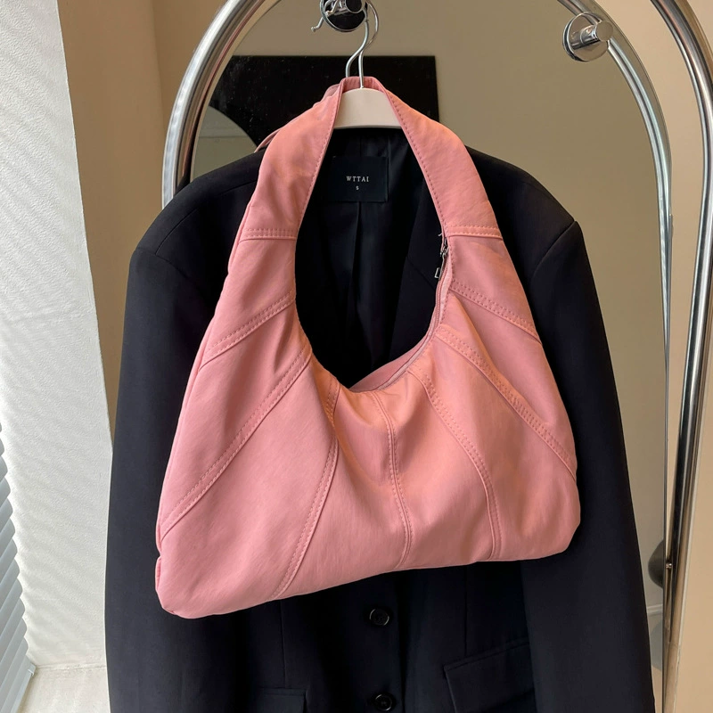 Spacious nylon shoulder bag for women, underarm, one-shoulder design, multiple colors available