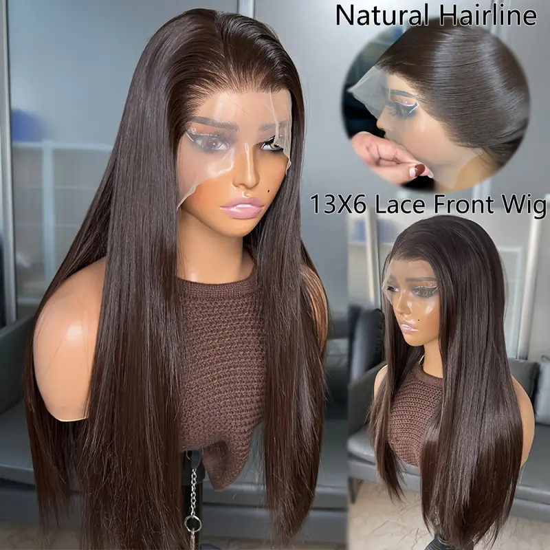 Women's 13*6 Lace Front Chemical Fiber Wig Natural Black High Temperature Silk Front Hand Hook Natural Hairline Wig Women's 13*6 Lace Front Chemical Fiber Wig Natural Black High Temperature Silk Front Hand Hook Natural Hairline Wig