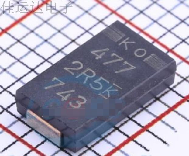 T520V477M2R5ATE009 规格 470uF(477) ±20% 2.5V 钽电容器