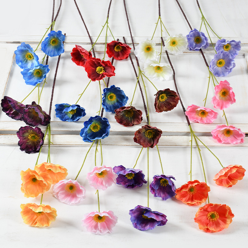 3D罂粟花假花莫奈风仿真花虞美人仿生花婚庆酒店婚礼装饰地排花