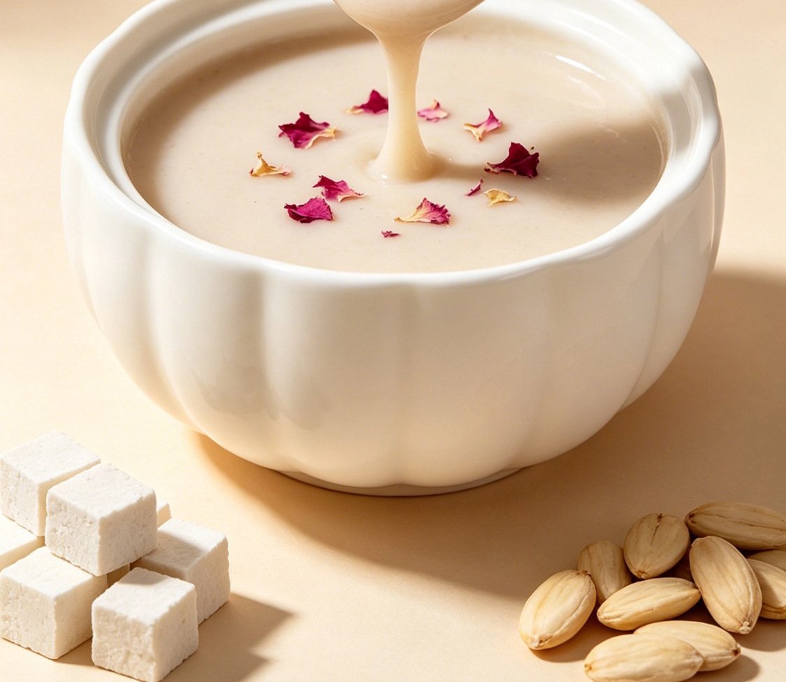 Almond Powder Instant Drink Mix Xing Ren Fen 200g No Added Sucrose Breakfast Meal Replacement in use