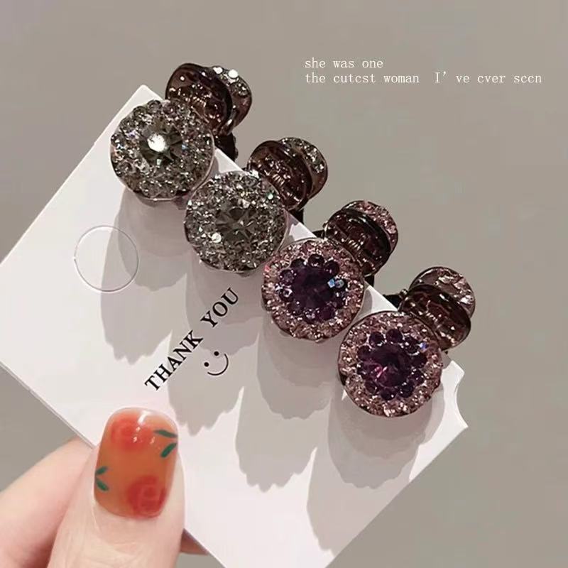 Chinese Style Mini Small Grab Clip Bangs Broken Hairpin Princess Split Clip Super Flash Diamond Round Grab Clip Simple Women's Headwear