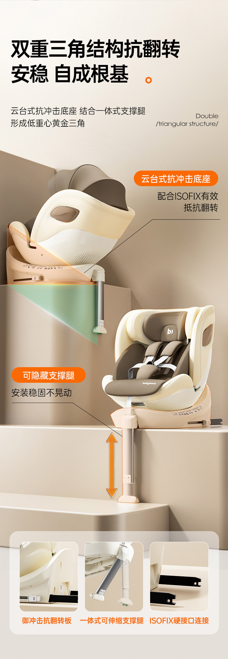 Babyboat New National Standard Kids Safety Seat for Babies Aged 0-12 Years Old, Suitable for Car Use, Can Sit and Recline