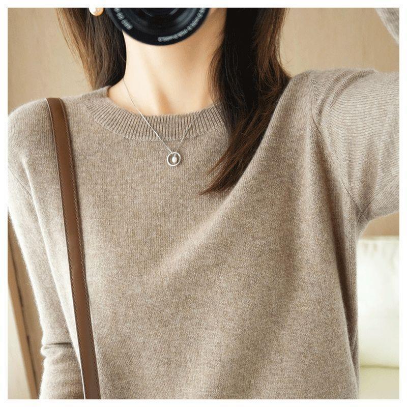 [Clearance] Autumn and winter new round neck sweater women's pullover sweater with long sleeve bottoming plus size top