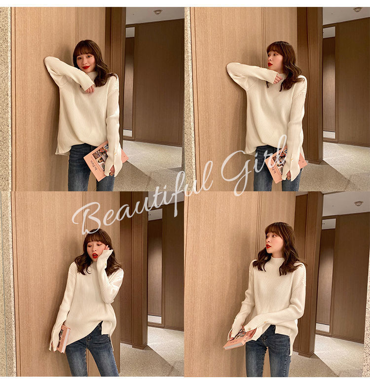 loose half high neck sweater nihaostyles clothing wholesale NSFYF86032