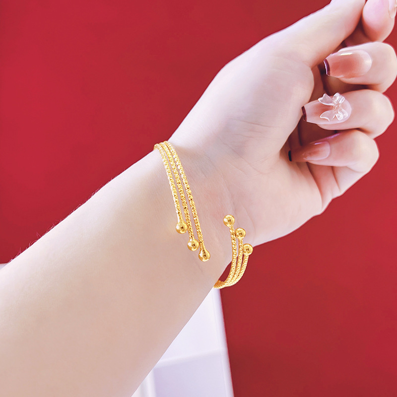 Arena abierta pulsera de oro mujer estrellado multi-anillo pulsera ajustable joyería simple estilo de moda al por mayor suministro directo de fábrica