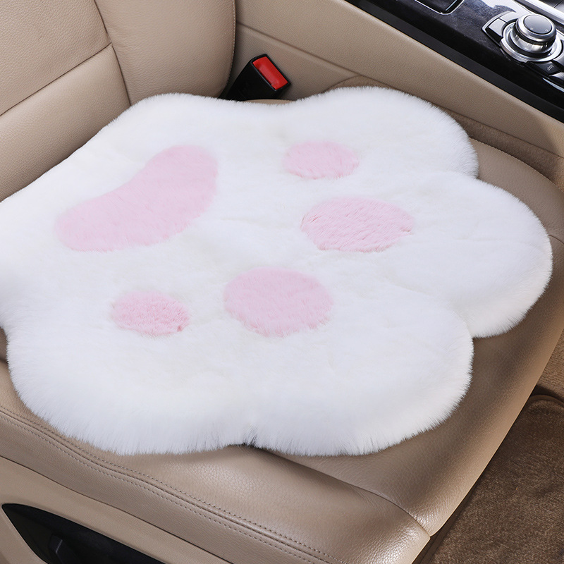 Qìchē – Car Seat Cushion Wool pad - whitepink-cat-paw