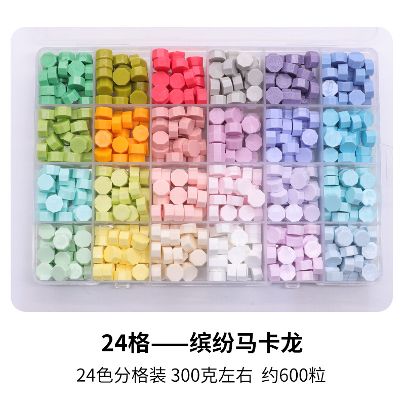 Fuego pintura cera grano traje de color mezclado 24 caja de cuadros de color ocho lados fuego pintura sellado cera fuego pintura sello cera grano fábrica al por mayor