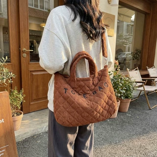 清冷系温柔云朵触感菱格托特包女气质小姐姐斜挎包通勤百搭手提包