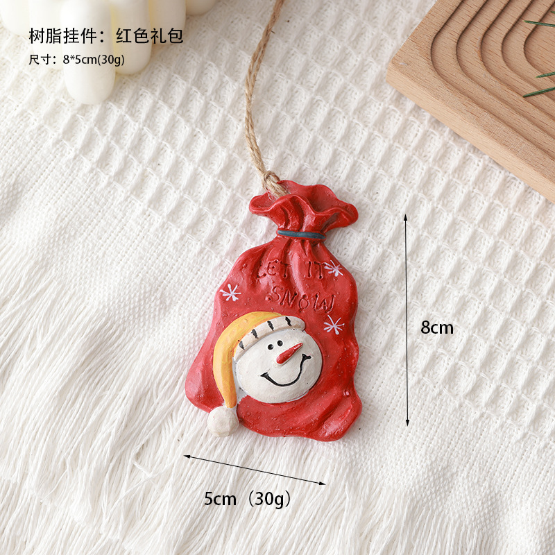 Nuevos productos transfronterizos de madera decoraciones de Navidad colgantes de resina colgantes de decoración de árbol de Navidad viejos muñecos de nieve bolsas de regalo estilo americano