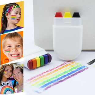 Cross-border Amazon 6-color Party Painted Pen Handwritten Rainbow Strip Facial Graffiti Crayon Fans Activity Face Color Stick