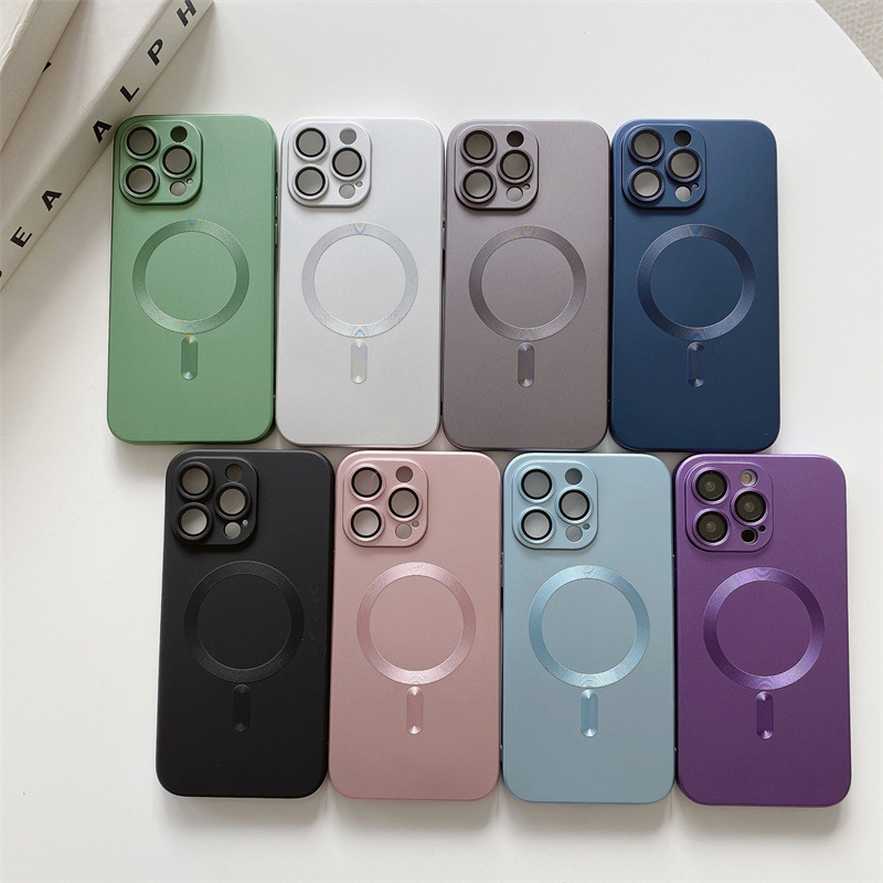 Magnetic Suction Suitable for Apple 15 Mobile Phone Case All-Inclusive Metallic Paint Iphone17Promax Lens Film Protective Cover 16