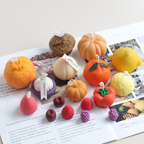 Meimuer various fruit cake candle diy silicone mold creative lemon strawberry ugly orange candle mold