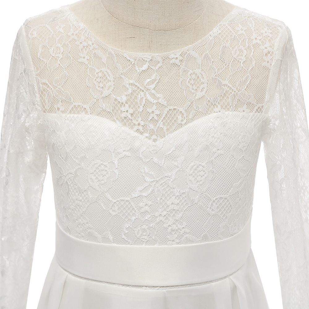 Nuevo vestido de novia para niños transfronterizos de Europa y América vestido de niña de encaje de gasa piano rendimiento simple vestido de princesa de cumpleaños