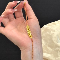 新中国式砕氷五帝銭紅縄編みブレスレット女性の精緻な手紐の軽豪華な復古風アクセサリー