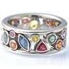 Multicoloured sophisticated ring, zirconium, jewelry, accessory, simple and elegant design