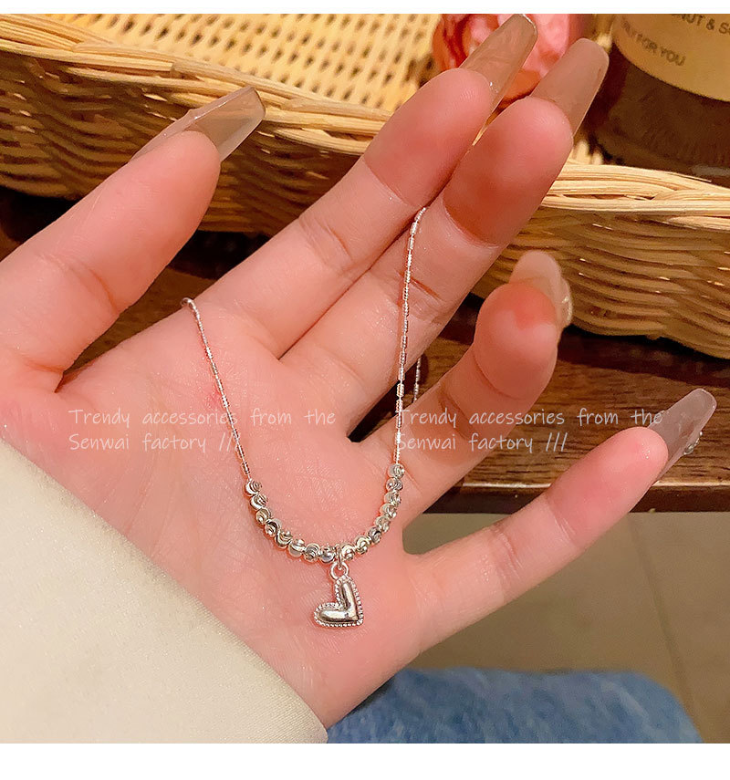small pieces of silver love necklace for women light luxury minority cold style sweater chain high sense all-match super hot ornament wholesale undefined