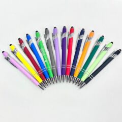金屬按動鋁杆噴膠美極筆手寫電容觸控圓珠筆可印刷logo批發