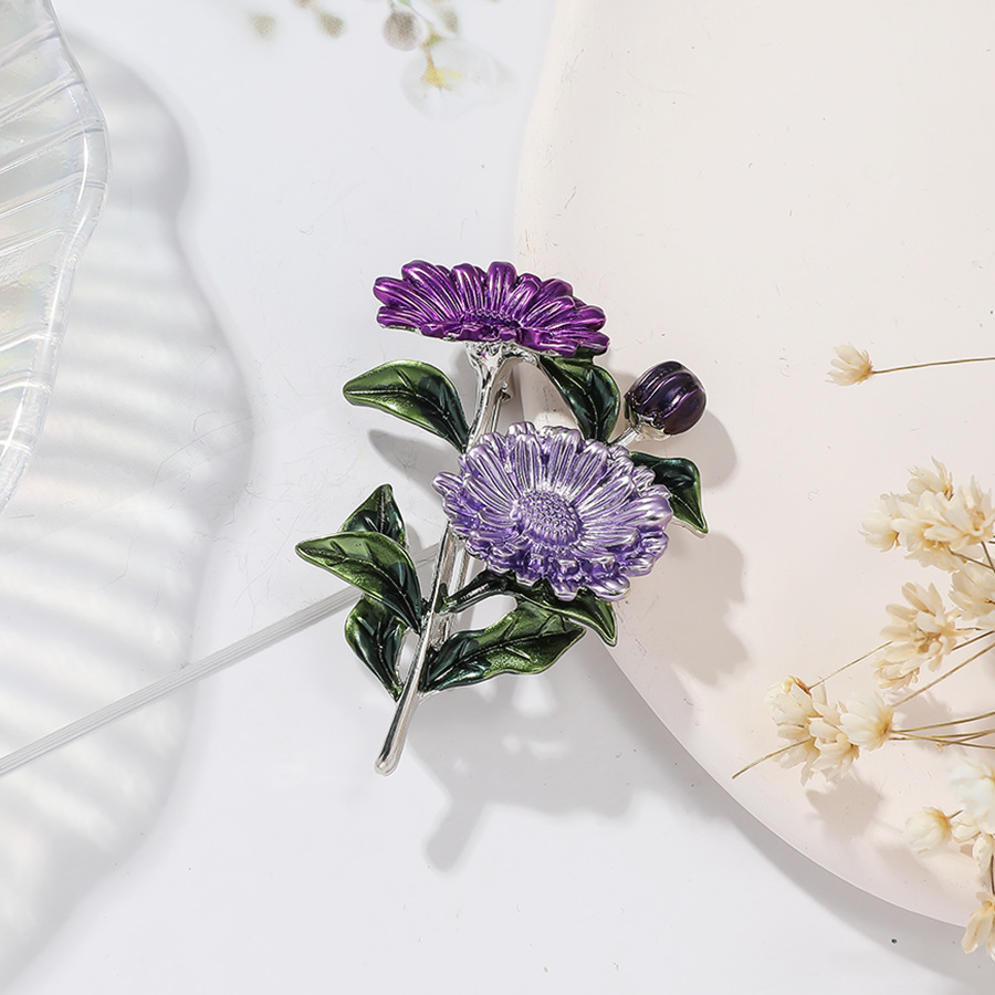 Alfinete de broche de flor crisântemo para mulher estilo_voghion.com
