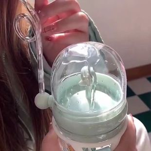 Cute Fountain Cup Whale Can Spray Water Cup Kidsren's Cup Primary School Student Baby Girl Anti-Fall Kindergarten Straw Cup