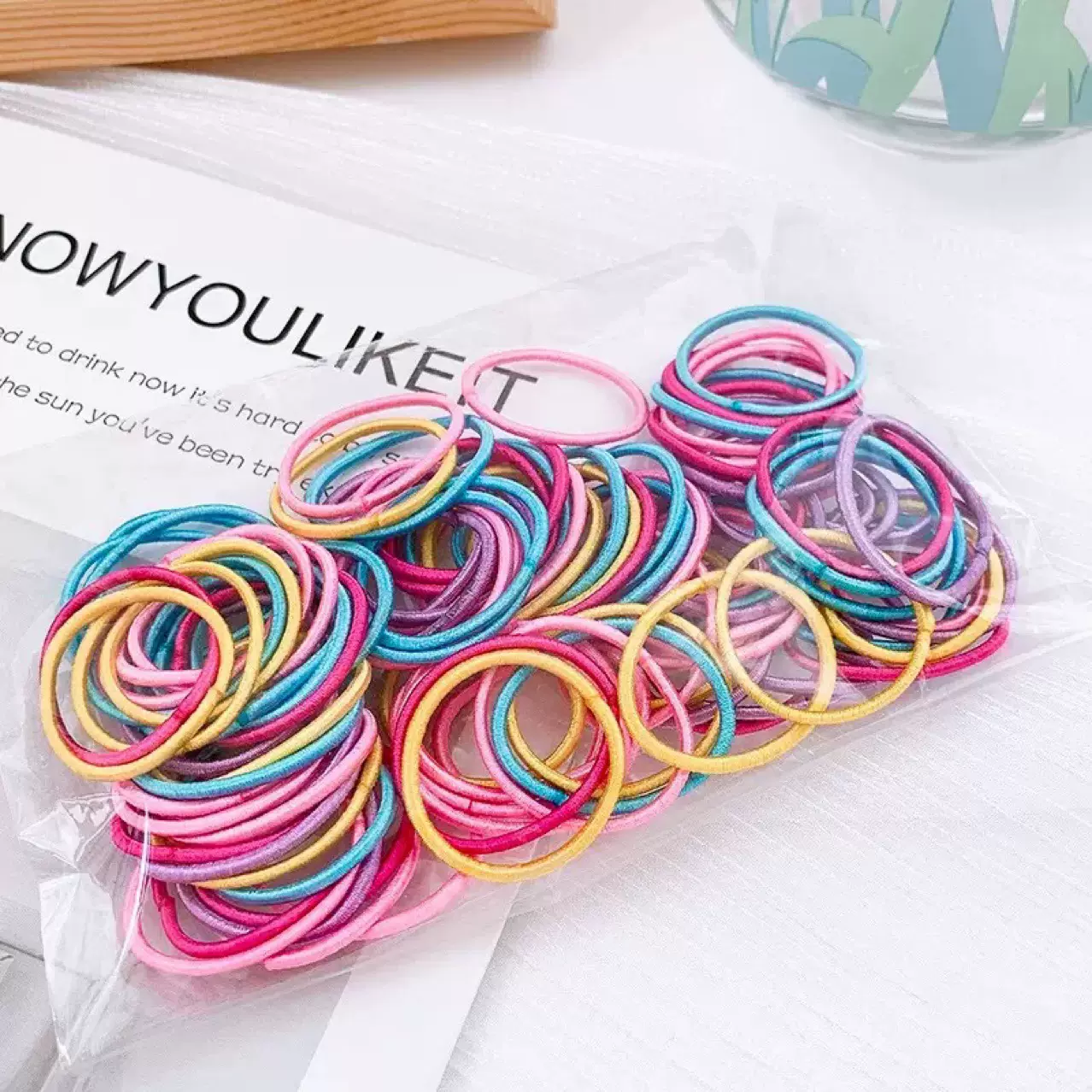 儿童皮筋不伤发小号高弹力耐用彩色发圈小女孩皮套头绳女童橡皮筋