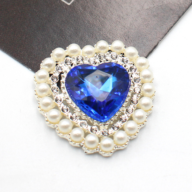 27mm銀色桃心真珠花盤合金部品diy髪飾り花盤ドリル頭飾りアクセサリー部品